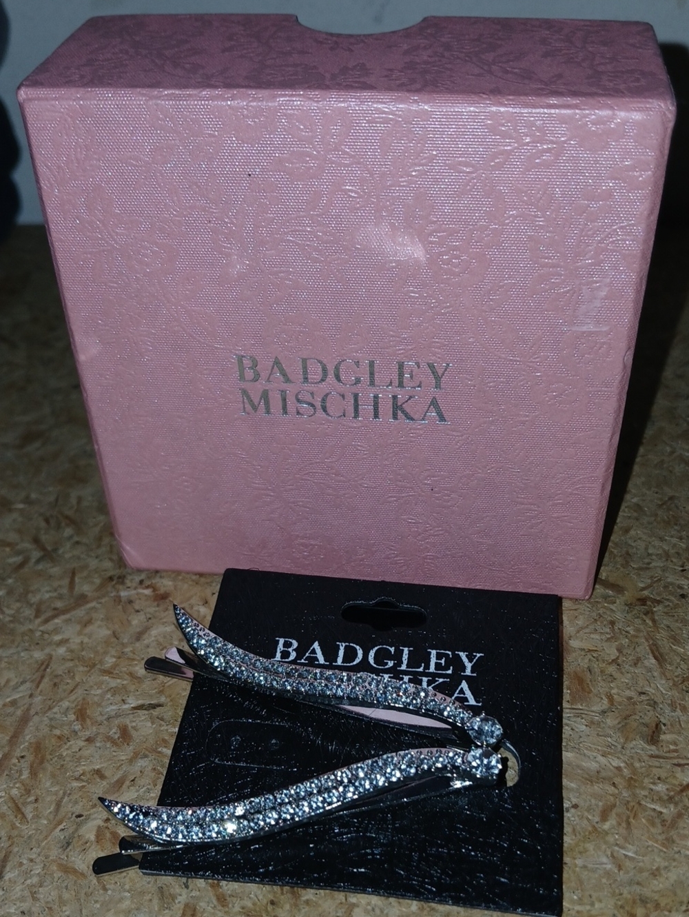 Badgley Mischka Silver Crystal Wave Hair Clips